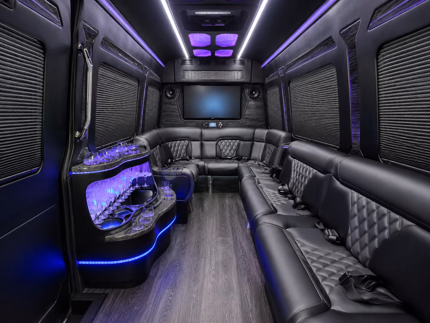 new bedford 40 passenger party bus interior