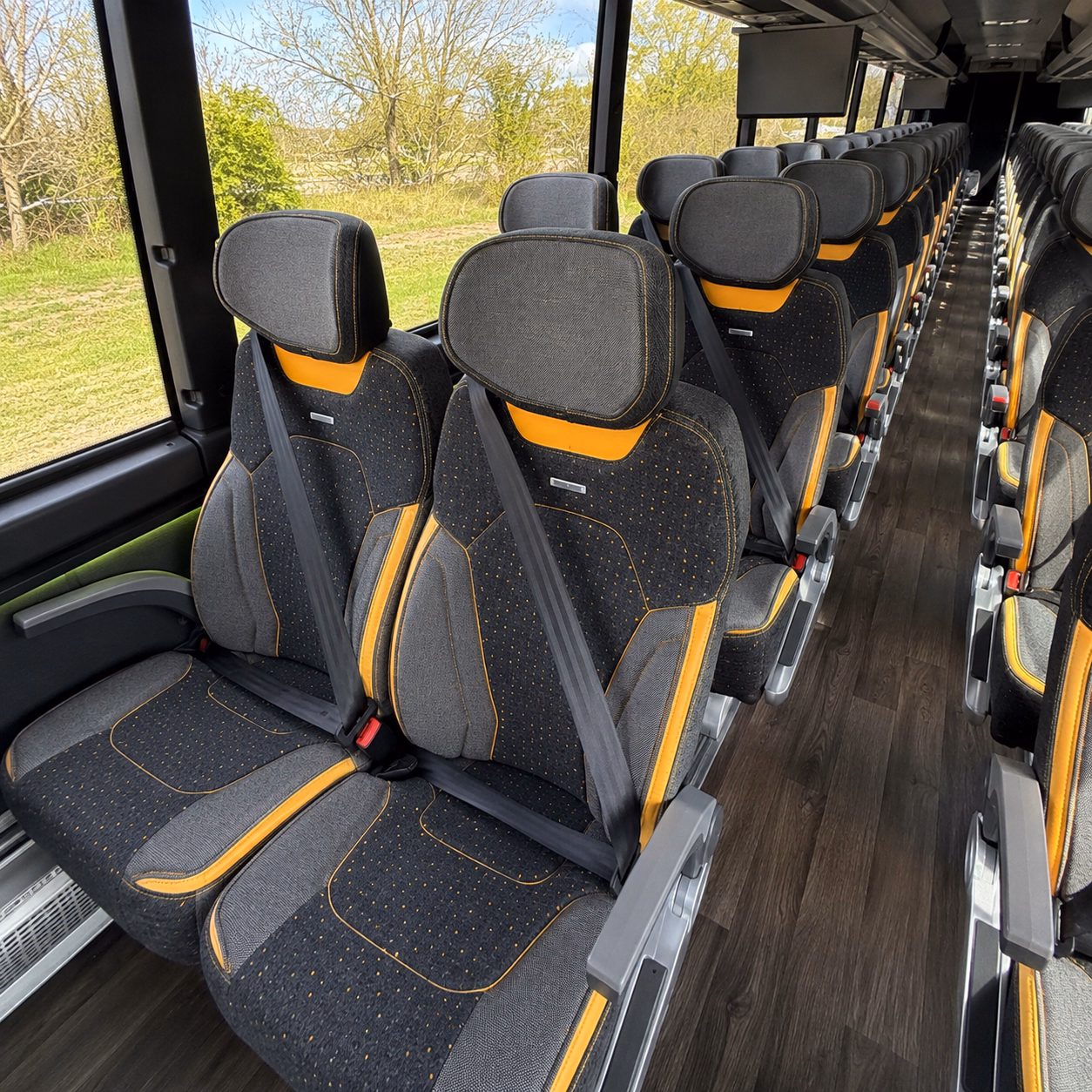 new bedford charter bus rental interior