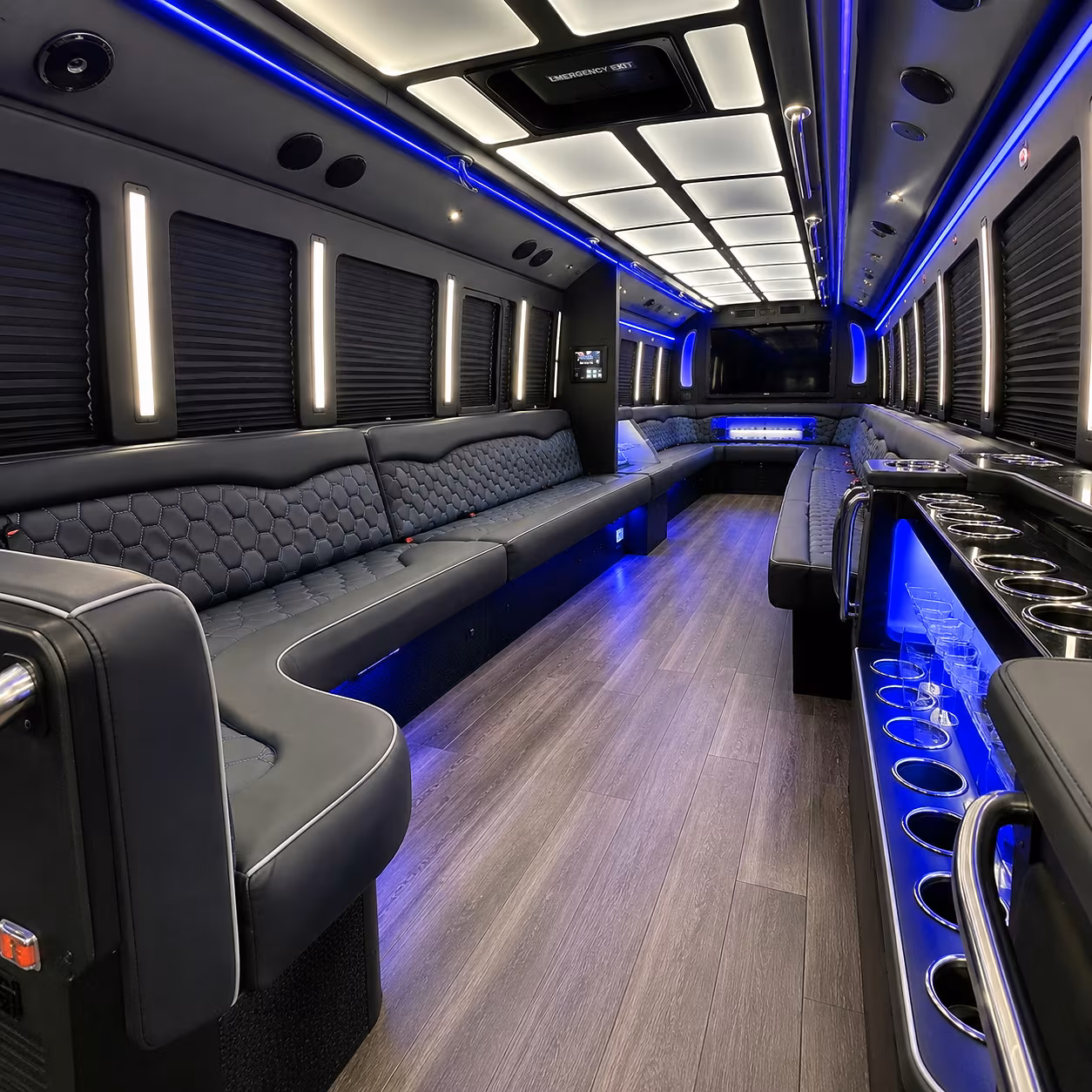 new bedford party bus rental interior